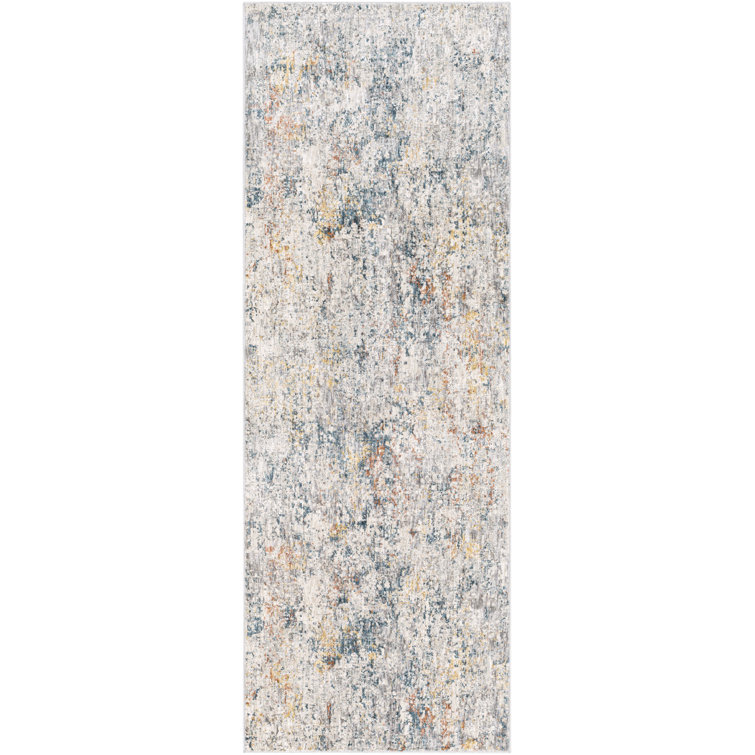 17 Stories Anabel Performance Teal/Saffron Rug Wayfair